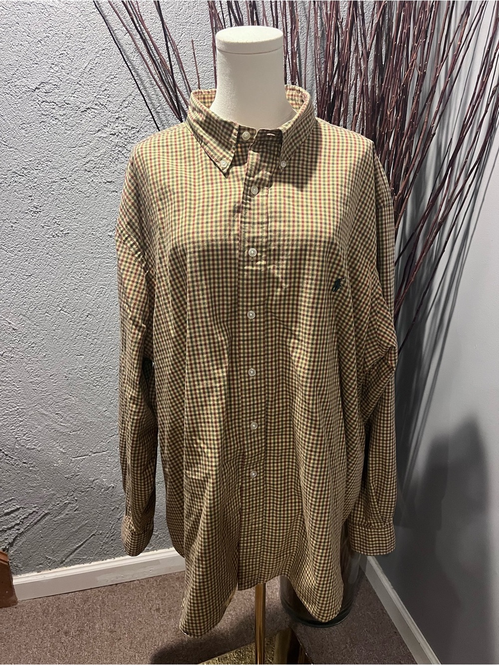 RALPH LAUREN BIG AND TALL PLAID BUTTON DOWN SHIRT SIZE 3XL